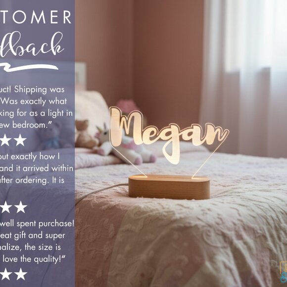 Custom LED Name Light • Personalized Bedroom Decor • Office or Boss Gift - Picture 7 of 8